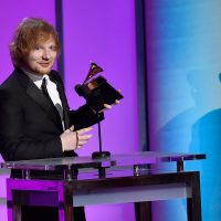 LOS ANGELES, CA - FEBRUARY 15:  Singer-songwriter Ed Sheeran accepts the Grammy Award for Best Pop Solo Performance, for "Thinking Out Loud," onstage during the GRAMMY Pre-Telecast at The 58th GRAMMY Awards at Microsoft Theater on February 15, 2016 in Los Angeles, California.  (Photo by Kevork Djansezian/Getty Images)