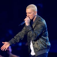 LOS ANGELES, CA - APRIL 13:  Rapper Eminem performs onstage at the 2014 MTV Movie Awards at Nokia Theatre L.A. Live on April 13, 2014 in Los Angeles, California.  (Photo by Frederick M. Brown/Getty Images)